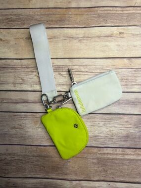 lululemon athletica Neon Yellow and Off-White Key & Card Holder Set